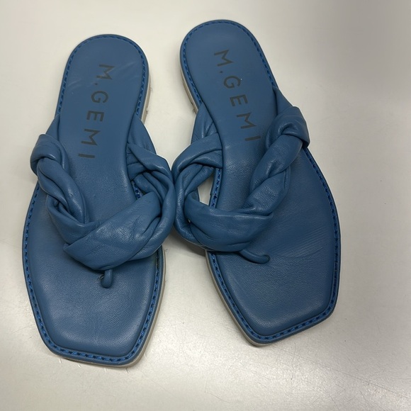 M Gemi The Torcere Sandals Flip Flop Shoes Nappa Leather Twisted Strap Blue 6.5 - Picture 2 of 9